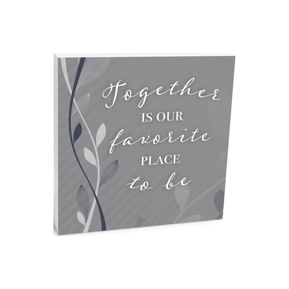 Together Favorite Place Grey Stripe Leaf 10 x 10 Wood Tabletop Sign Plaque