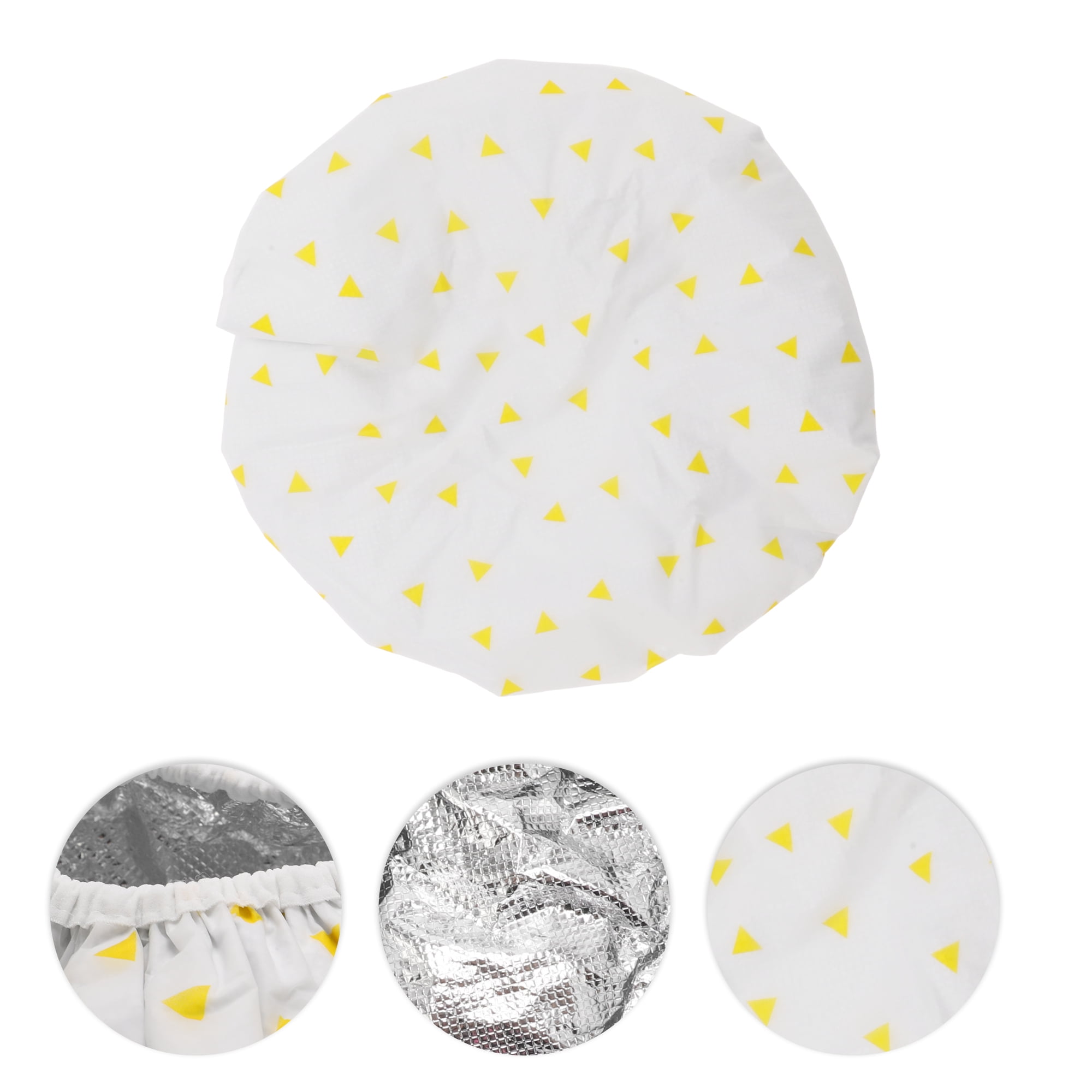 Unique Bargains 1 Pc Durable Triangle Shower Cap for Bathroom Vacation Hotel Travel Yellow