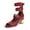Burgundy, variant on Women's Peep Toe Square Toe Block Heel Gladiator Sandals Gold Buckle Ankle Strap Dress Shoes