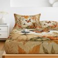 thumbnail image 6 of Cal.King Size Fitted Sheet Set - Vintage Pumpkins Fall 3 Piece Bedding Sets 16" Deep Pocket Fitted Sheet with 2 Pillowcases, Thanksgiving Butterfly Leaves Retro Brushed Microfiber Hotel Bed Sheets, 6 of 9