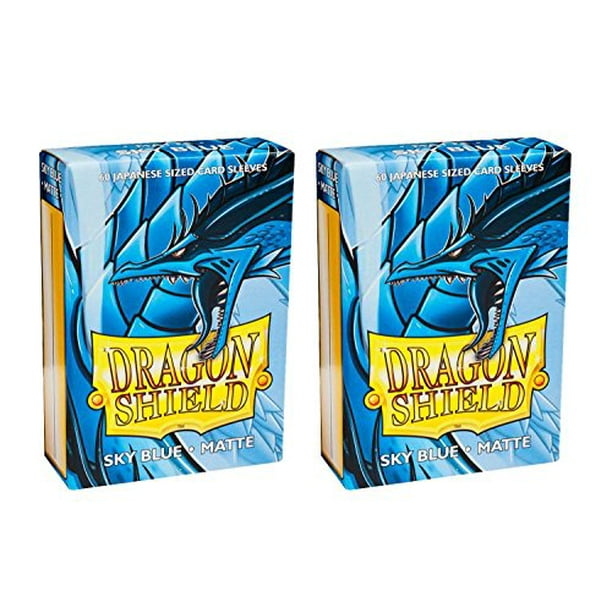 Dragon Shield Bundle: 2 Packs de 60 Manches Mini Carte Matte de Taille Japonaise - Bleu Ciel Mat