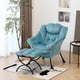 thumbnail image 1 of Contemporary velvet lounge chair con ottoman - mint green steel frame leisure chair con side pocket, 1 of 7