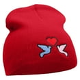 thumbnail image 4 of 2 Love Birds Embroidered 8 Inch Short Beanie - Red OSFM, 4 of 5