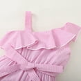 thumbnail image 5 of Toddler Baby Girls Jumpsuit Sleeveless Ruffles Suspender Romper Stripe Printing One-Piece Bodysuit Pink 2-3 Years, 5 of 7