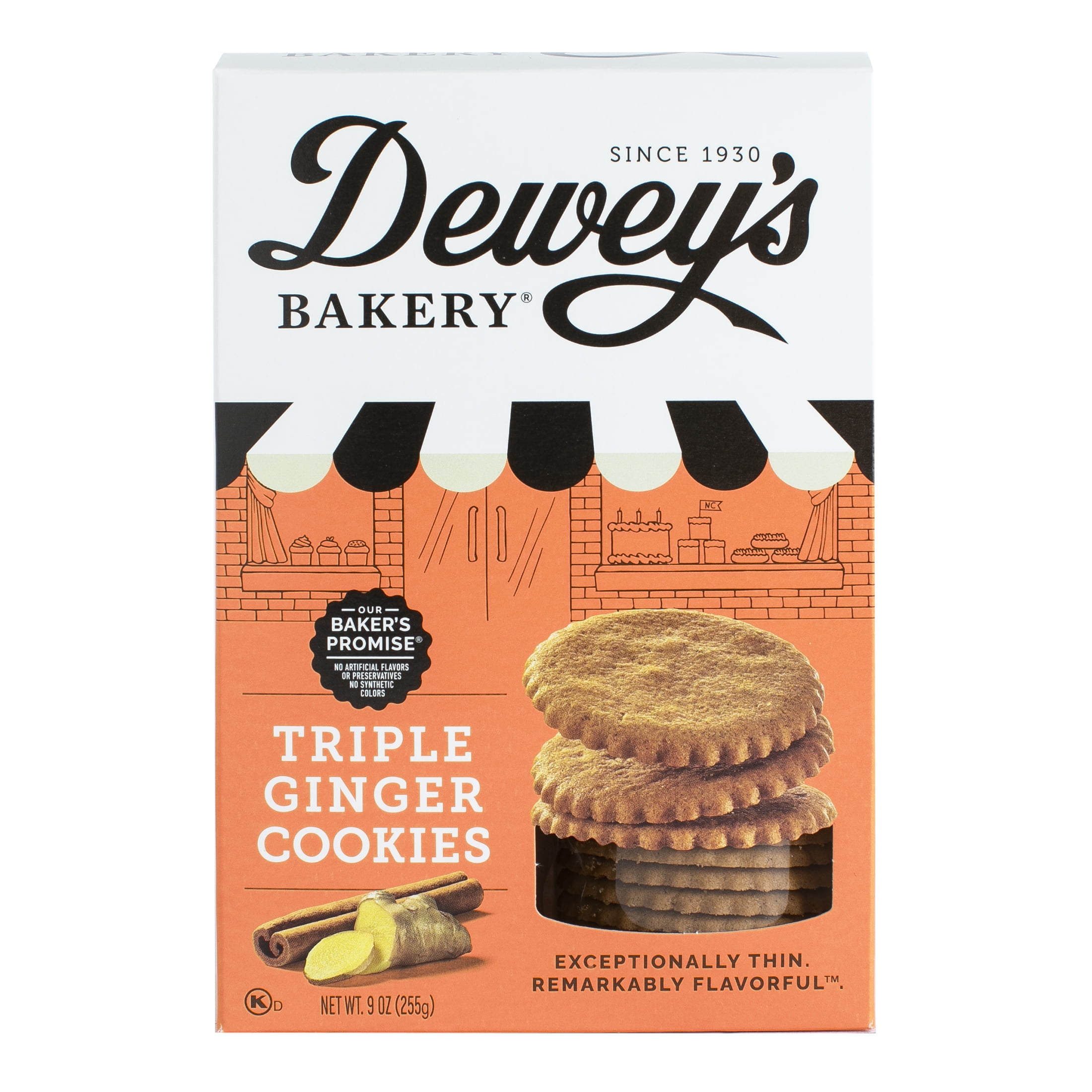 Dewey's Bakery, Bakery Cookie Thins, Triple Ginger Cookies, 9 oz