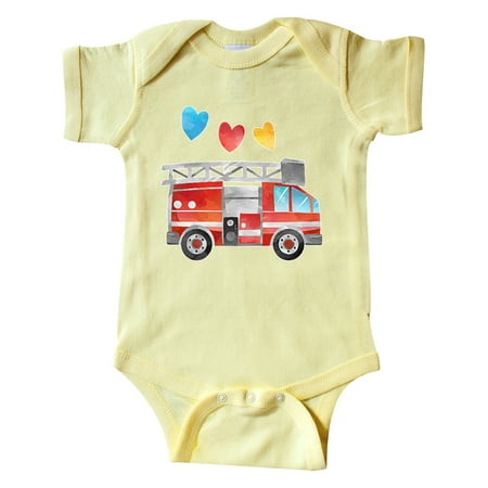 

Inktastic Valentine s Day Fire Truck with Hearts Gift Baby Boy or Baby Girl Bodysuit