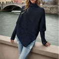 thumbnail image 2 of Ashirexll Winter Sweaters for Women, Pullover Sweaters for Women, Women's Irregular High Neck Batwing Sleeve Knit Poncho Pullover Round Neck Sweater, 2 of 4