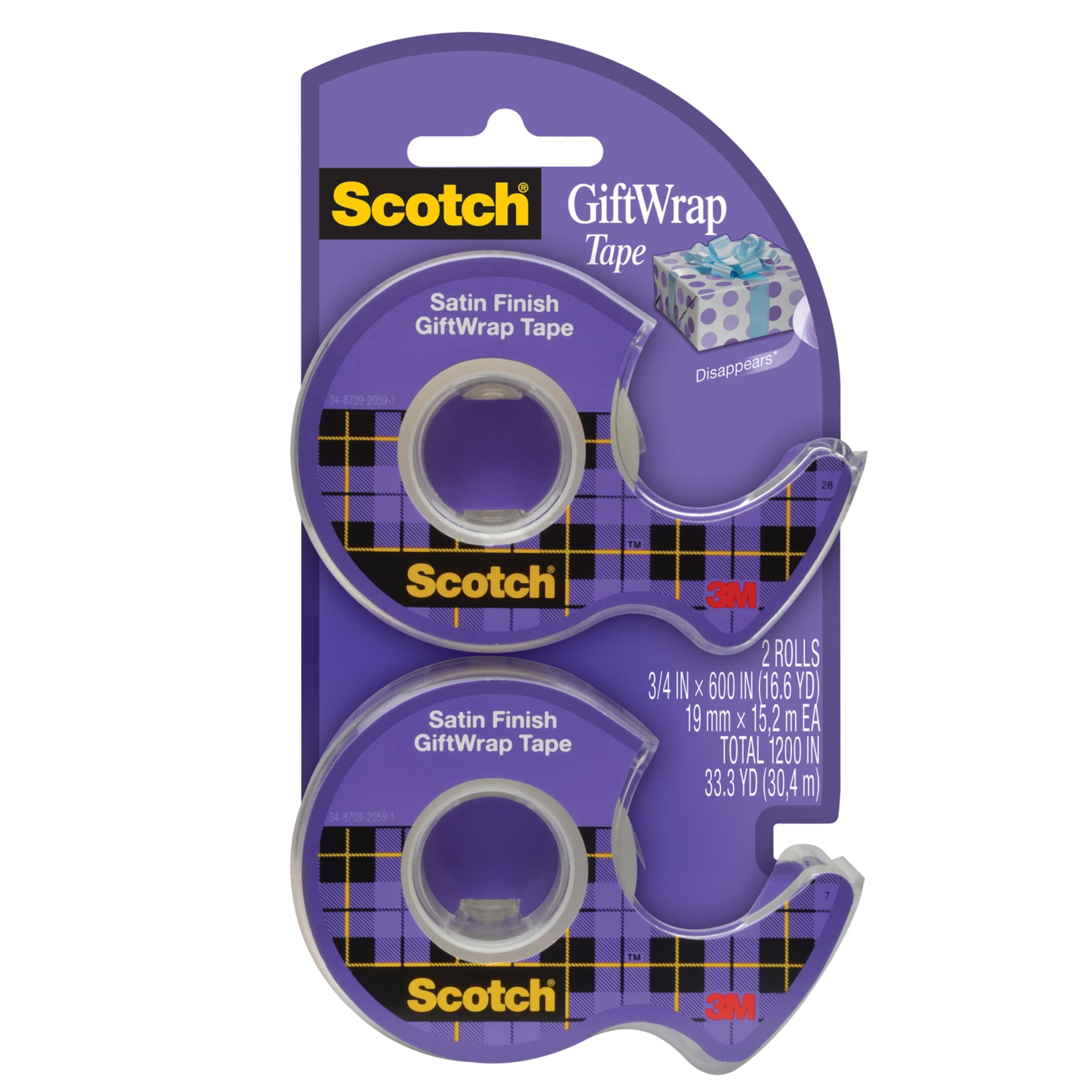 Scotch Gift Wrap Tape, 3/4 in. x 600 in., 2 Dispensers