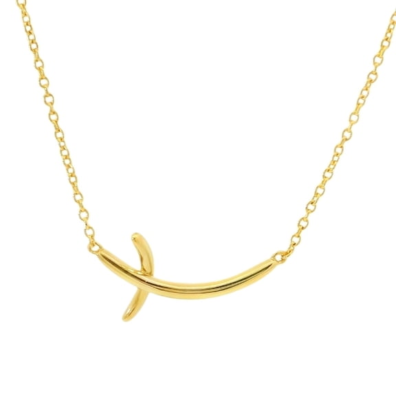 Curvati Signature Spirito Cross Necklace, 18k Yellow Gold Vermeil, 925 Sterling Silver
