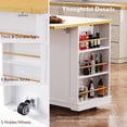 thumbnail image 4 of 48'' Wide Kitchen Island Cabinet with Built-in Charging Station and Internal Storage Rack, MDF Kitchen Cart with  Lockable Concealed Wheels and Expandable Large Countertop for Dining Room, White., 4 of 9