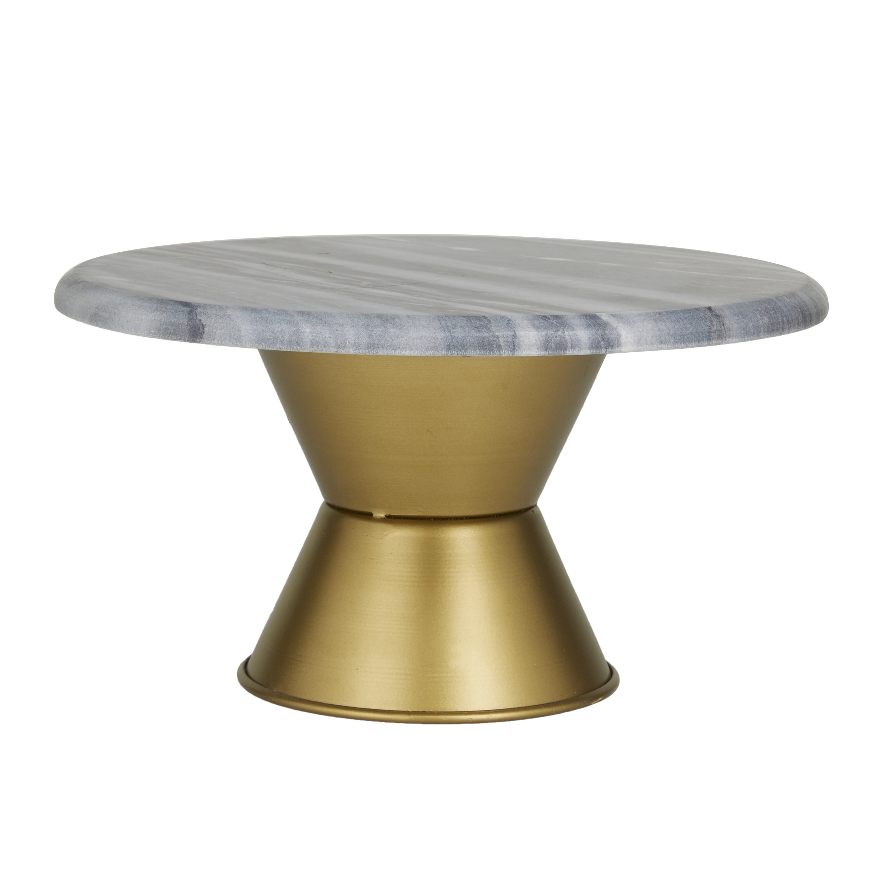 CosmoLiving by Cosmopolitan 12" x 6" Gray Ceramic Cake Stand with Gold Base, 1-Piece