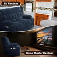 thumbnail image 5 of Loberfve Loveseat Recliner Sofa, Fabric Manual Pull Tab Double Reclining with USB Charge Ports, Cup Holders, Recliner 2 Seater Couches for Living Room, RV, Blue, 5 of 7