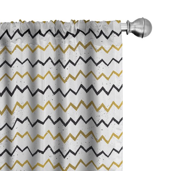 Ambesonne Abstract 4-Panel Curtains, Grunge Sprayed Zigzag Art, 56"x63", Coffee Charcoal Grey