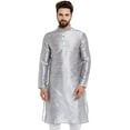 thumbnail image 1 of Royal Kurta Men's Cotton Silk Asymmetric Kurta (pl,=158_Silver_42), 1 of 1