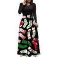 thumbnail image 1 of Vestidos de Navidad Para Mujer Estampado de Árbol de Navidad Manga Larga Cuello Redondo Vestido Largo Playa Casual Maxi Sundress Odeerbi ODB202981, 1 of 6