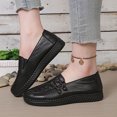 thumbnail image 3 of EKVAHL Women's Slip‑On Casual Loafers, PU Leather Vintage Walking Flats, Anti Slip Wide Fit Elderly Daily Walking Shoes Black, 3 of 5