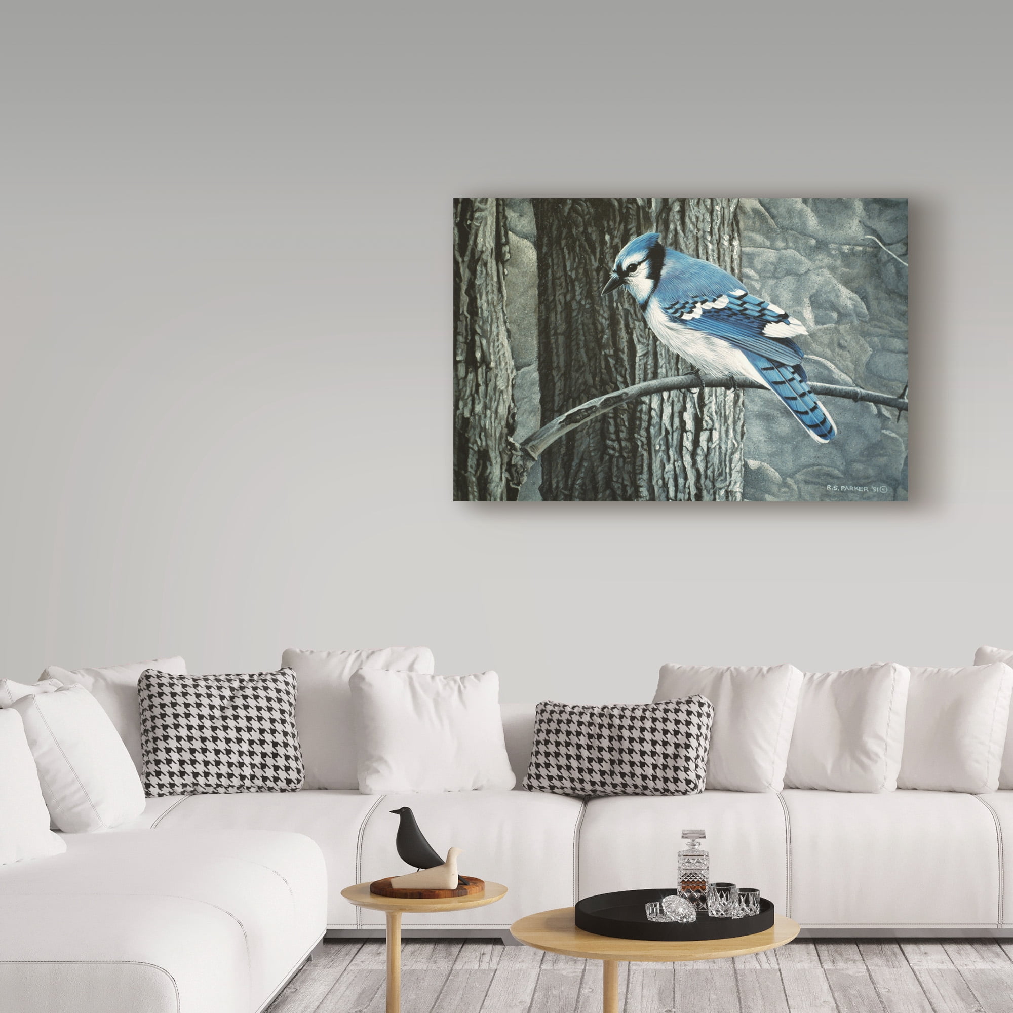 Trademark Fine Art 'Backyard Jay' Canvas Art by Ron Parker