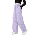 thumbnail image 2 of HVOBTTY Toddler's Cargo Pants Solid Color Wide Leg Straight Casual Daily Wear Trousers, 2 of 5