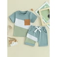 thumbnail image 3 of Elippeo Kids Boys Shorts Set 6 12 18 24 Months 2 3 4 Years Contrast Color Short Sleeve T-shirt with Elastic Waist Shorts Toddler Set Summer Outfit, 3 of 10