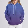 thumbnail image 2 of Fall Hoodies for Womens Fashion Gradient Color Sweatshirts Casual Loose Outdoor Hooded Jackets Round Neck Long Sleeve Hoody Sweatshirt Pullover Winter Outwears Plus Size with Pocket, 2 of 7