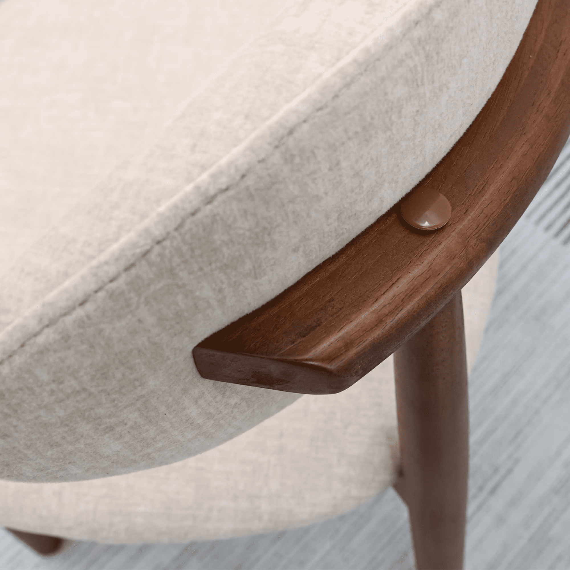 Leumius Set of 4 Cotton-Linen Fabric Upholstered Dining Chair with Walnut Solid Wood Legs, Armless Chair for Kitchen Restaurant Living Meeting Room