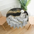 thumbnail image 2 of Black Gold Marble Round Tablecloth 60 Inch Ruitic White Grey Table Cloth Waterproof Fabric Farmhouse Abstract Tablecloths Decorative for Holiday Party Picnic, 2 of 6