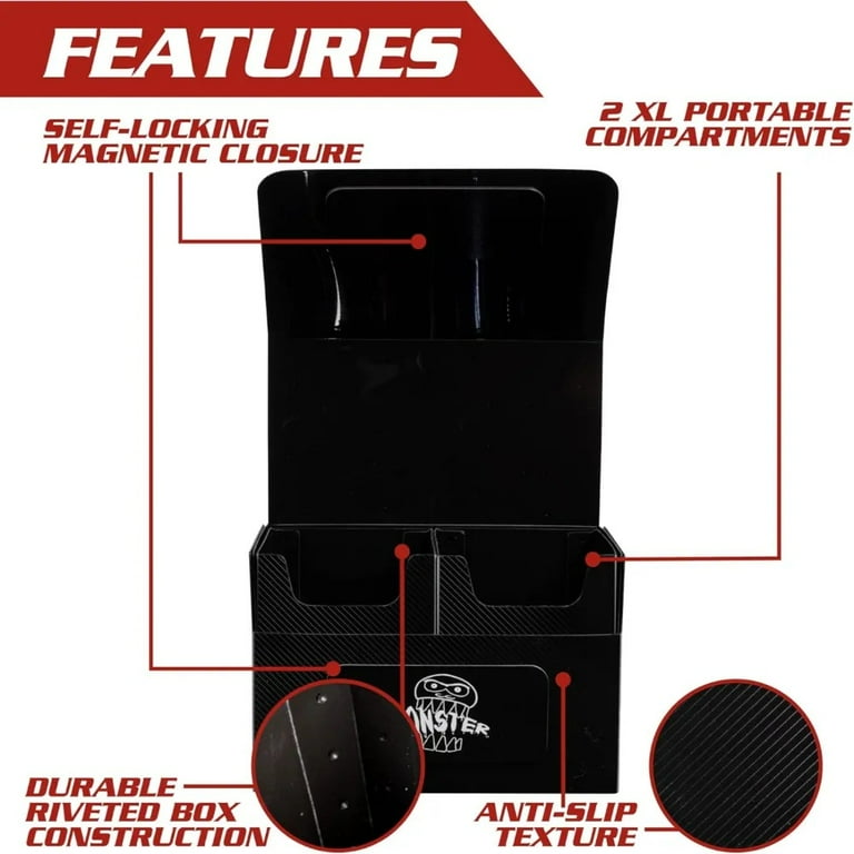 Monster Protectors Magnetic Double Deck Box - Black, Holds 150