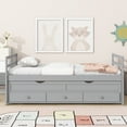 thumbnail image 2 of Bellemave Twin Size Platform Bed with Trundle and Storage Drawers Twin Captain’s Bed with Headboard and Footboard Storage Bed Frame (Gray), 2 of 10