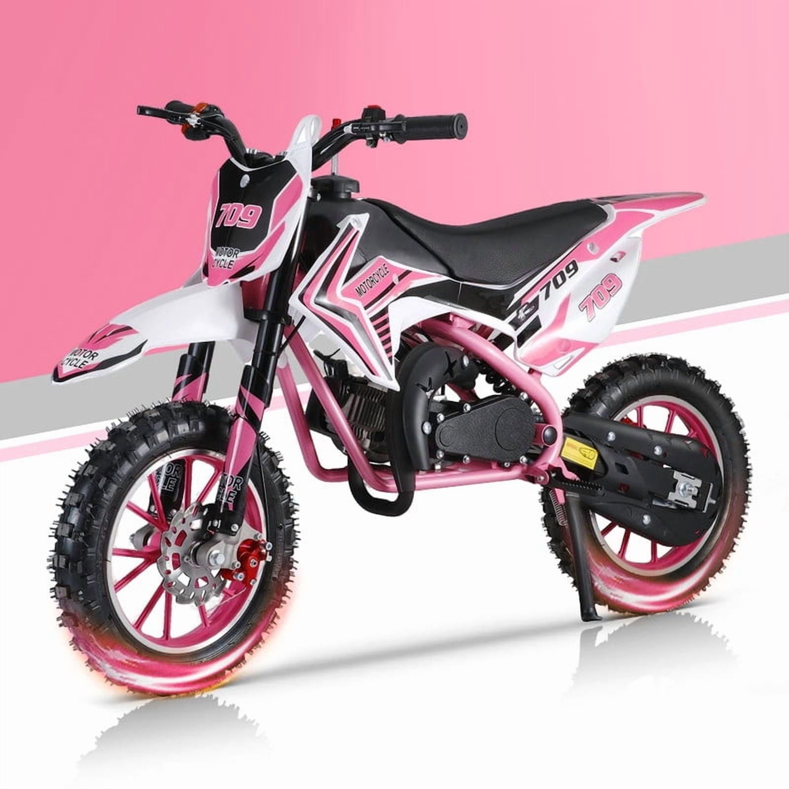 49cc Mini Dirt Bike for Kids, 2-Stroke Gas Power Off-Road Motorcycle with 10-Inch Tires Front & Rear Disc Brakes Shock Absorbing Soft Seat Cushion, Mini Motocross Motorcycle Dirtbike 40 KM/H