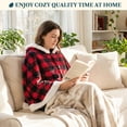 thumbnail image 5 of PAVILIA Hooded Blanket Poncho, Fleece Wearable Shawl Wrap Throw, Plaid Red, 5 of 9