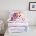 thumbnail image 5 of Unicorn King Bedding Set Comforter Set Cute Rainbow Unicorn Quilt Comforter Cartoon Kawaii Duvet Comforter Galaxy Stars Fantasy Unicorn Decor, 5 of 7