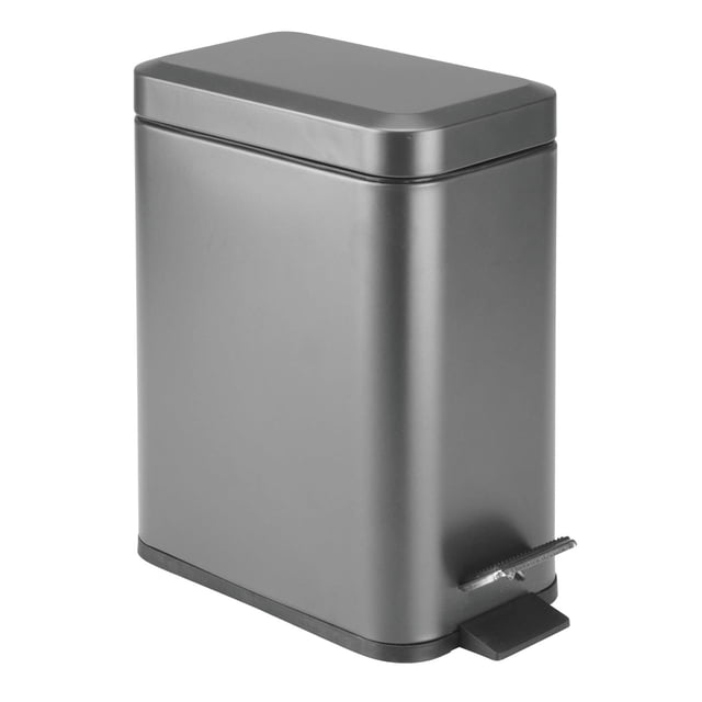 Bote de basura mDesign pequeño y moderno de metal de 5 litros con forro extraíble