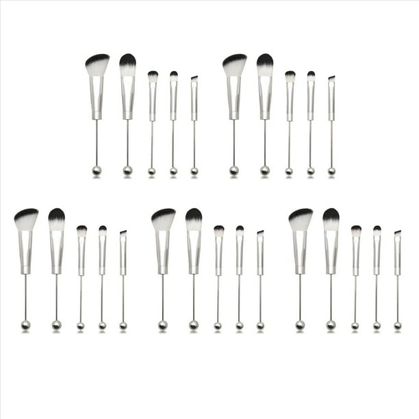 25X Brochas de Maquillaje con Cuentas, Cuentas de Silicona, Brochas CosméTicas de Maquillaje DIY, Kit de Brochas con Cuentas para Bricolaje
