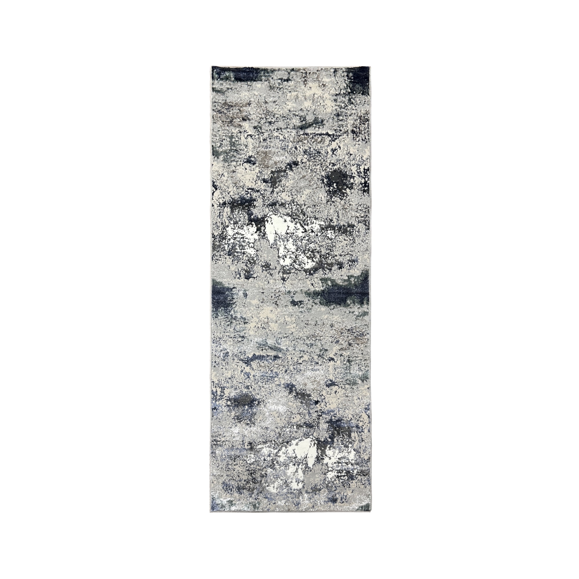 Harlow Hill Bethany 2'6" x 8' Grey/Teal Abstract Durable Indoor Runner Rug