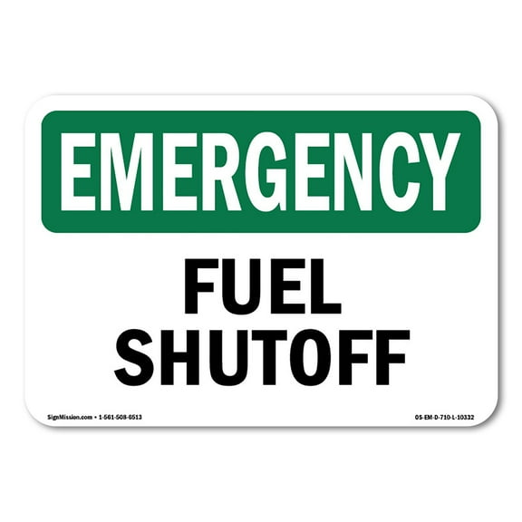 OSHA EMERGENCY Sign - Fuel Shutoff | Decal | Protect Your Business, Construction Site, Warehouse & Shop Area | Made in the USA
