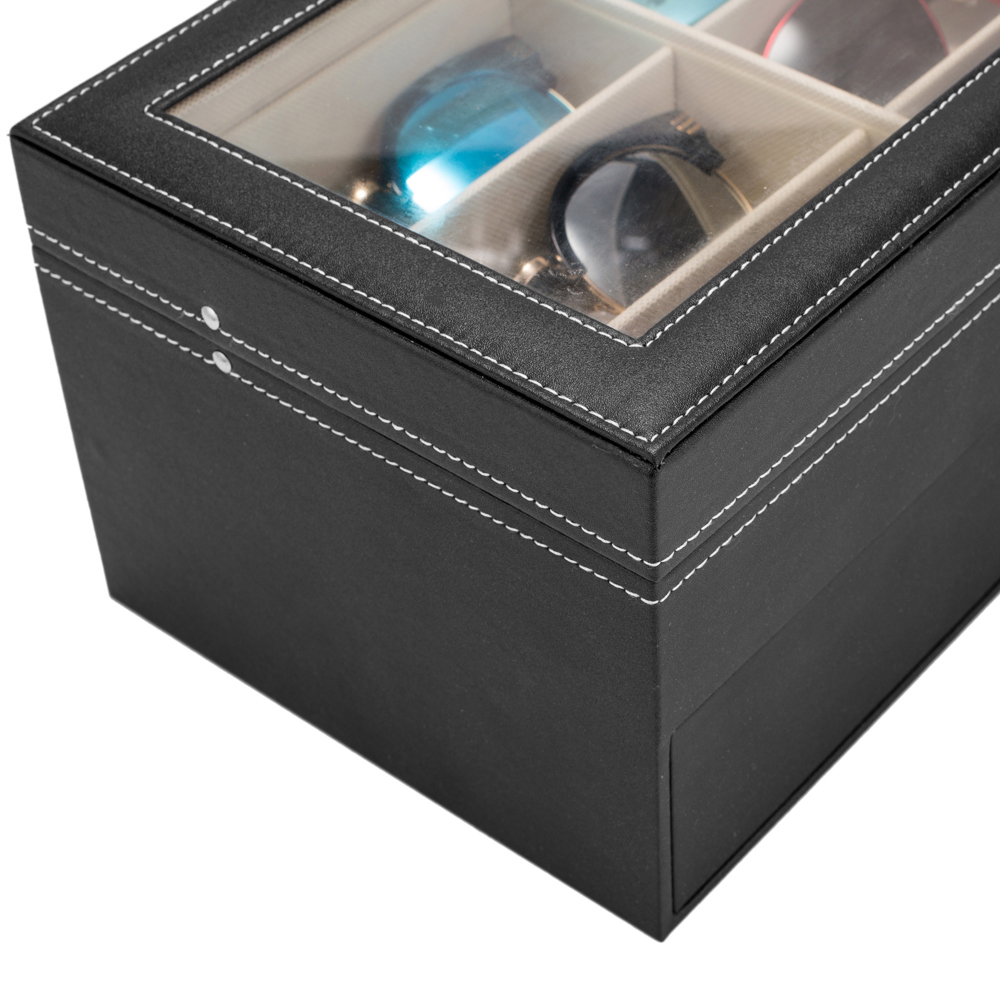 12 Piece Eyeglasses Storage and Sunglass Glasses Display Drawer Lockable Case Organizer, Black