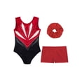 thumbnail image 5 of Haitryli Gymnastics Leotard for Girls Shiny Rhinestones Ballet Dance Unitard with Shorts Hair Band Set Burgundy 10, 5 of 7