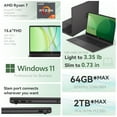thumbnail image 2 of HP Laptop Empresarial Profesional 255 G10 Más Nueva, AMD Ryzen 7 7730U, Pantalla IPS FHD de 15,6", 32GB RAM, 1TB SSD, HDMI, Wi-Fi 6, Cámara Web, W11P, Negro, 2 of 6