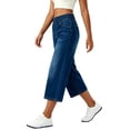thumbnail image 4 of Levmjia Women's Plus Size Elastic Waist Denim Capri Pants High Waisted Wide Leg Cropped Jeans with Pockets Drawstring Casual Trousers for Women, 4 of 8