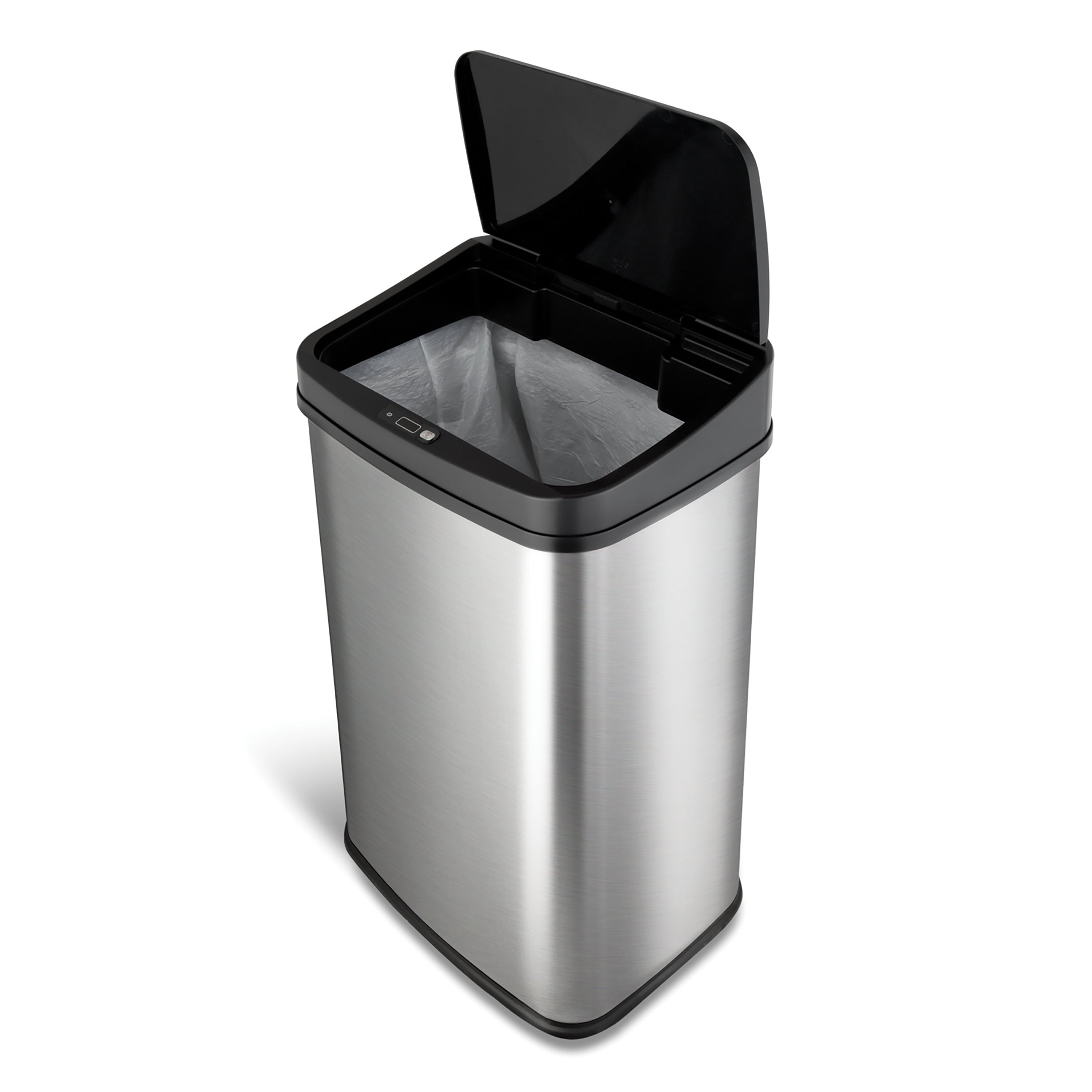 Nine Stars 13.2 Gallon Trash Can, Touchless Kitchen Trash Can, Stainless  Steel with Black Lid 