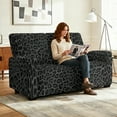 thumbnail image 4 of Xoenoiee Black Leopard Print Reclining Loveseat Slipcover, Washable 6-Piece Velvet Stretch Sofa Covers, Soft 2 Seat Loveseat Recliner Cover, 4 of 6