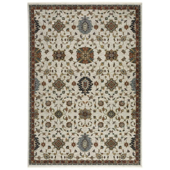Oriental Weavers Aberdeen Area Rug - 751W1 - 6'7" x 9'6" - in Ivory/ Multi - Vintage Inspired, Stain Resistant, Family and Pet Friendly , Dining, Living Room Rug