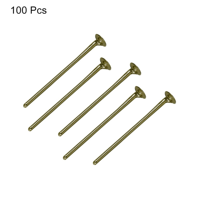 Uxcell 100pcs Flat Head Pins for Jewelry Making 20mm Brass Flat Head Pins Jewelry Head Pins 20 Gauge Bronze, Women's, Size: One size, Gold
