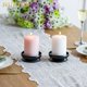 thumbnail image 2 of Portavelas de hierro de 4 espigas, soporte de vela de pilar, negro, placa decorativa de hierro para pilar, soporte de vela de 9 cm de diámetro para velas LED y cera, conos de incienso, spa, bodas, 2 of 9