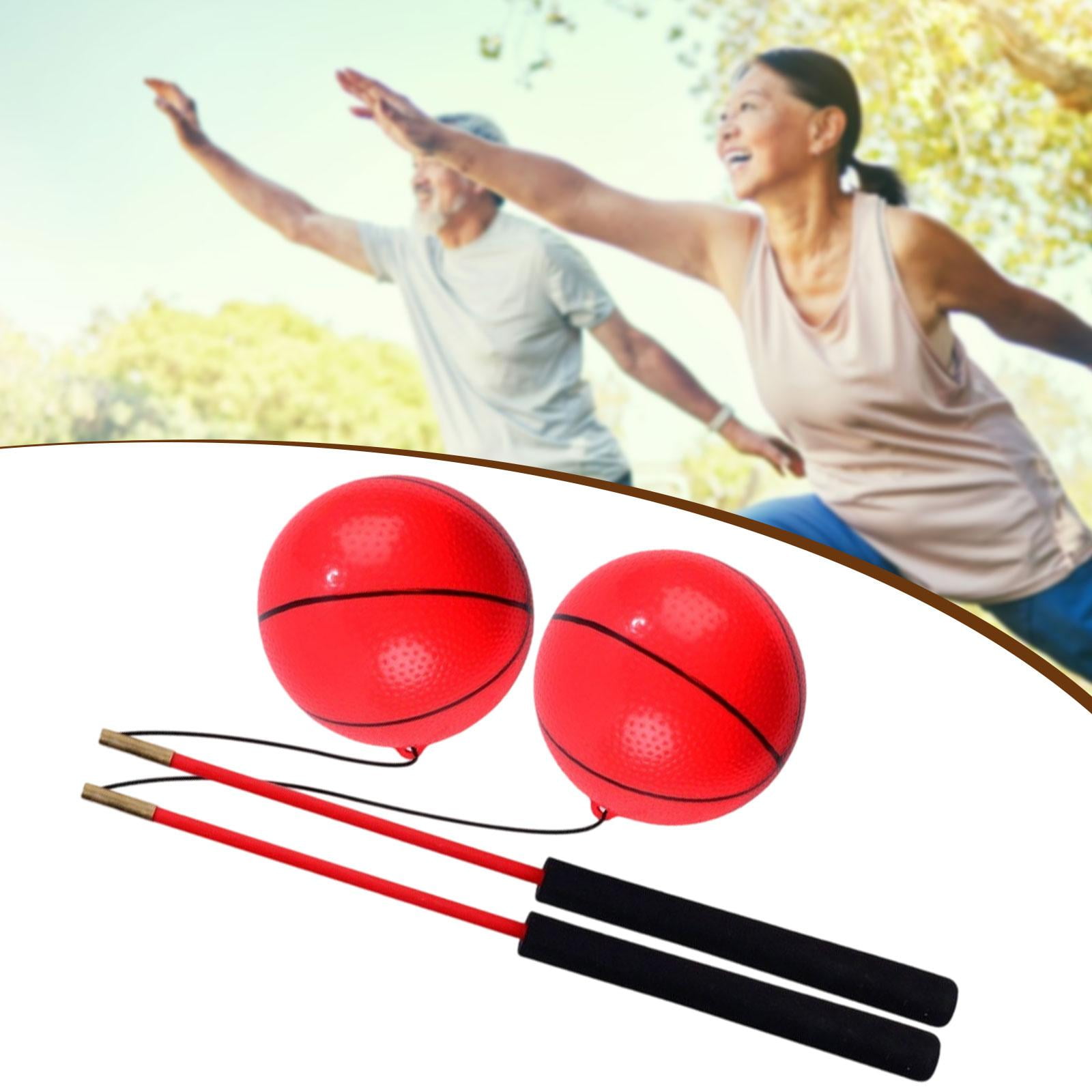 harayaa 2 Pieces Exercise Balls Fitness Balls Wobble Balls with Rod And Foam Handles for Red