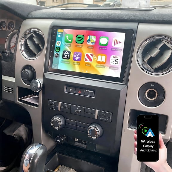 Geabo Car Radio for Ford F150 2009-2014, 2 64G 9 inch Touch Screen Stereo Head Unit with Wireless Carplay Android Auto GPS Bluetooth WiFi SWC FM RDS Mirror Link Backup Camera