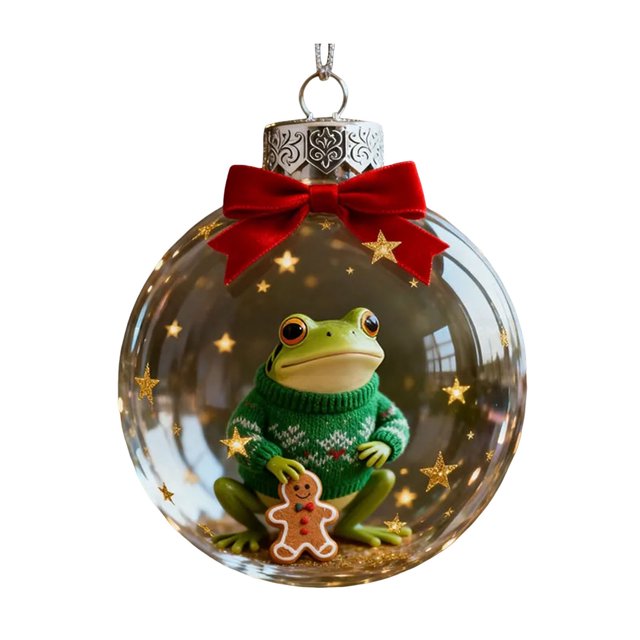 Adorno navideño de rana, colgante acrílico plano en 2D, decoración para árboles con motivos de la fauna silvestre, decoración festiva para habitaciones, regalos significativos para niños