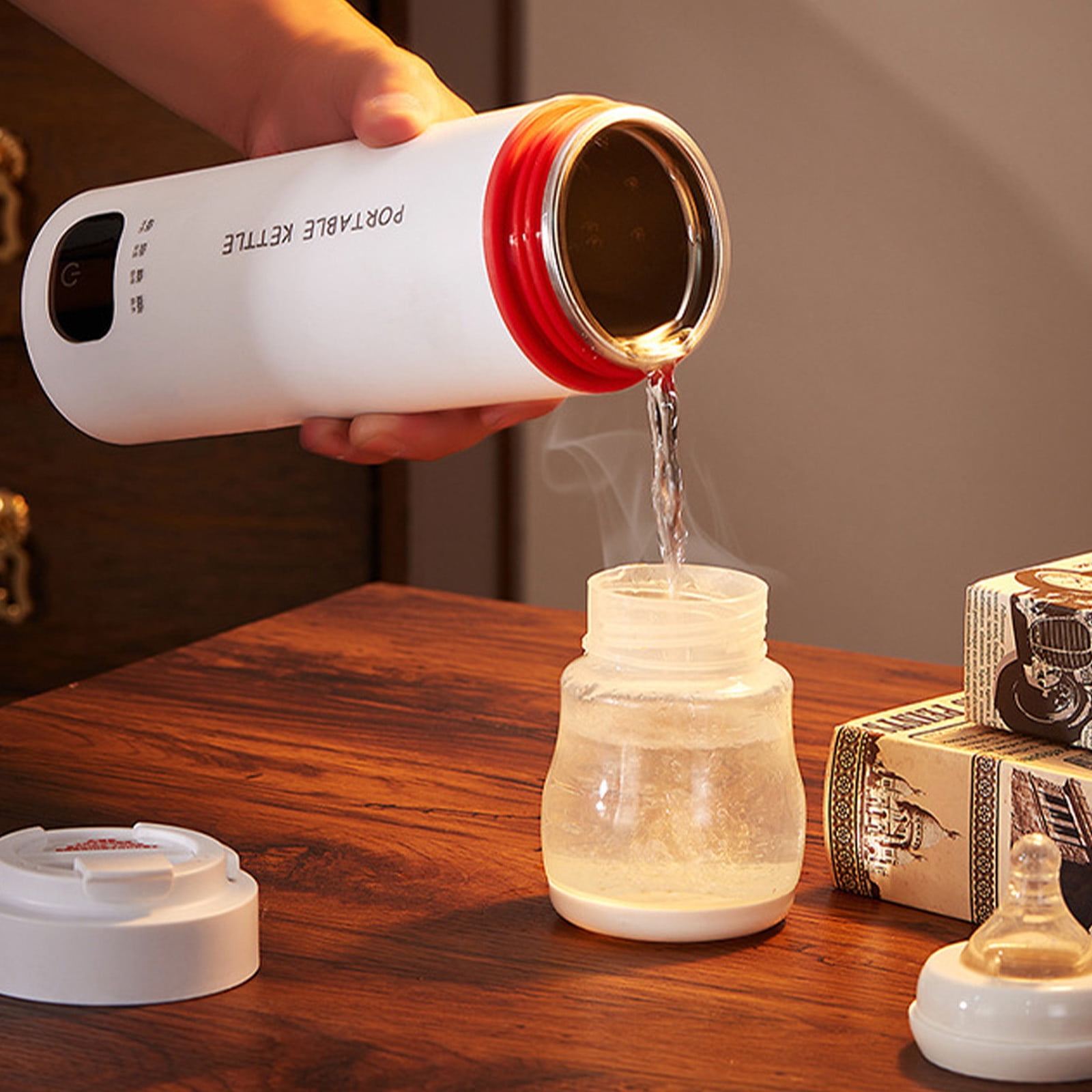 Travel Electric Kettle Small Mini Portable Hot Water kettle for Tea, Coffee, Milk, 4 Temperature Controls and LCD Display, 316 Stainless Steel and 500ml, Auto Shut Off & Boil Dry Protection