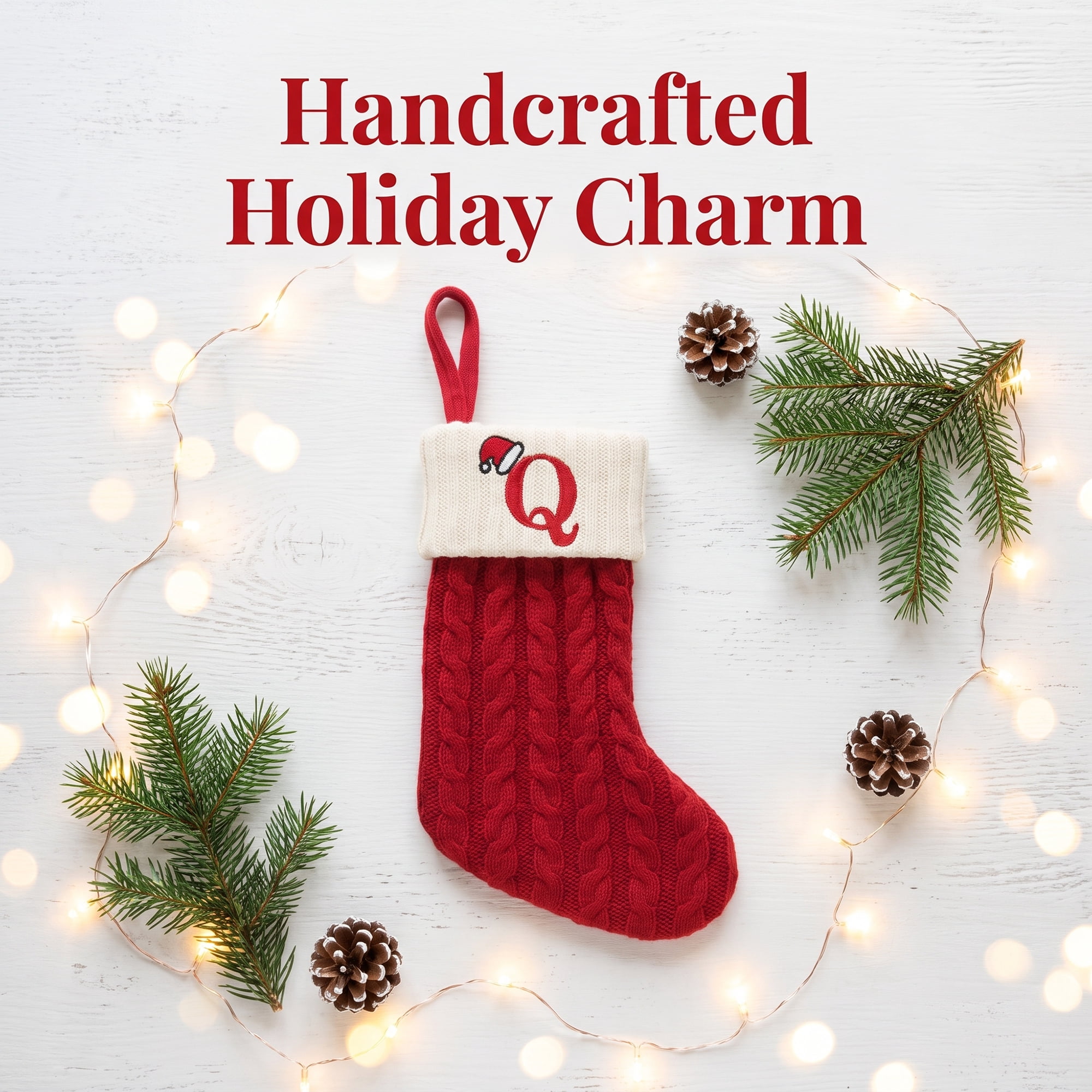 Unique Bargains Cartoon Christmas Luxury Grand Hearth Accent Stocking Letter Q 8"
