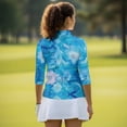 thumbnail image 5 of Uorisanigo Artistic Flowers Athletic Polo Workout Tops for Women Soft Fashionable Women's 3/4 Sleeve Athletic Golf Shirts Comfortable Dry-Fit Tennis Tops Workout Sports Daily Wear, 5 of 7